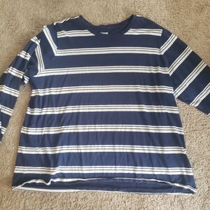 Lands' End Navy and White Striped Long Sleeve Tee 2X New